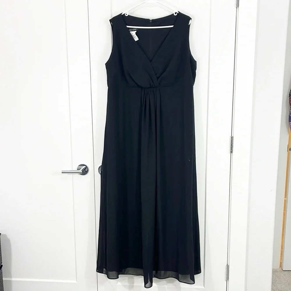 Alfred Sung Size 20 Black V-Neck Sleeveless Maxi Formal Dress - Picture 1 of 12